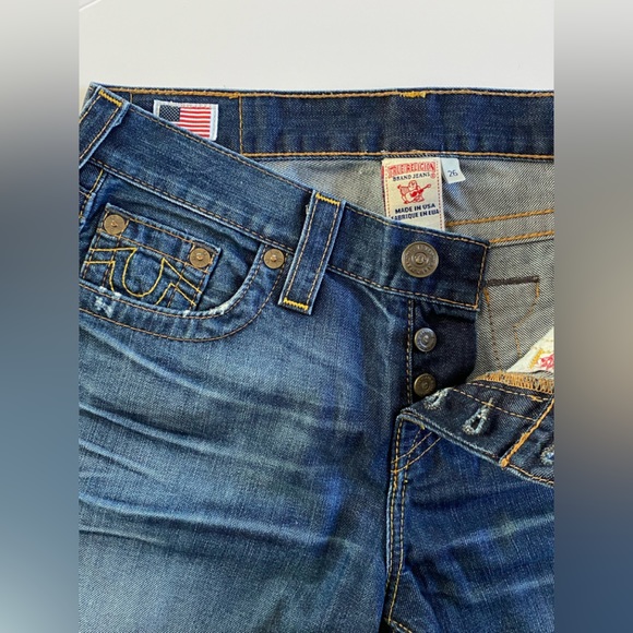TRUE RELIGION “Brianna” Women’s Boyfriend Jeans Distressed Made in USA Size 26 - Picture 5 of 9